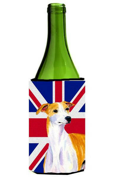 Whippet with English Union Jack British Flag Wine Bottle Beverage Insulator Hugger LH9480LITERK by Caroline&#39;s Treasures