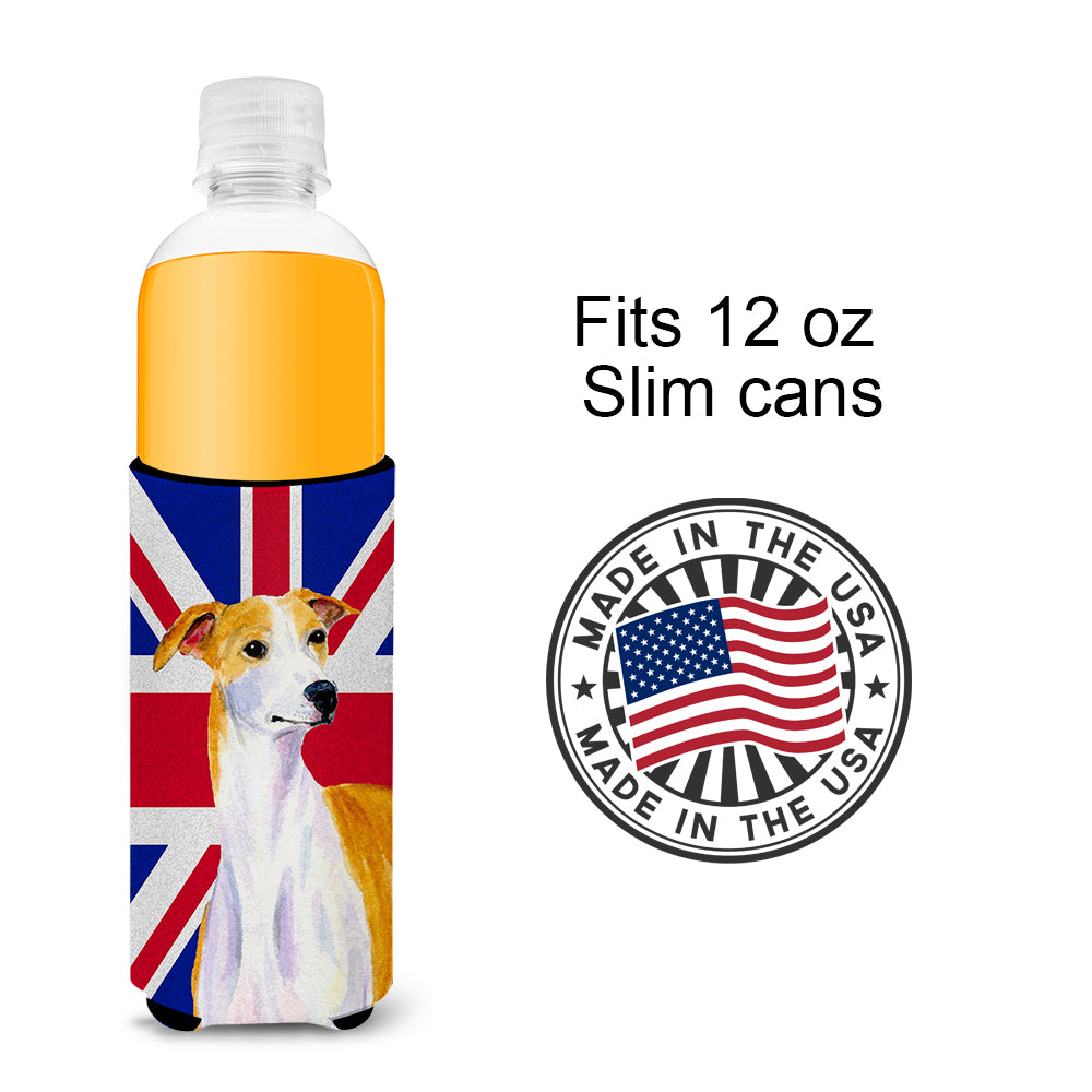 Whippet with English Union Jack British Flag Ultra Beverage Insulators for slim cans LH9480MUK.