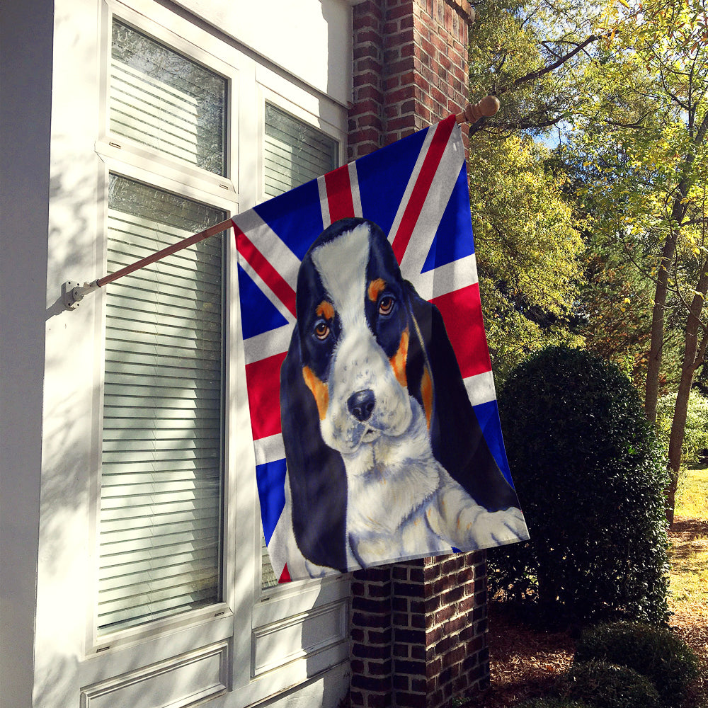 Basset Hound with English Union Jack British Flag Flag Canvas House Size LH9481CHF  the-store.com.