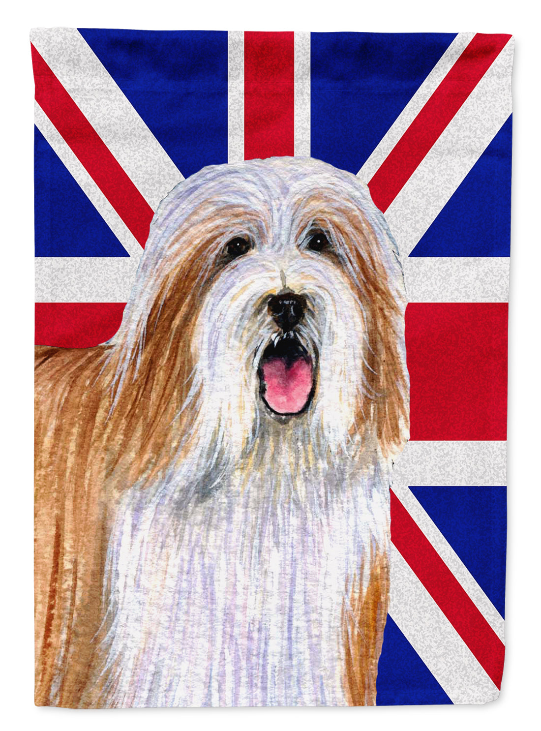 Bearded Collie with English Union Jack British Flag Flag Canvas House Size LH9482CHF