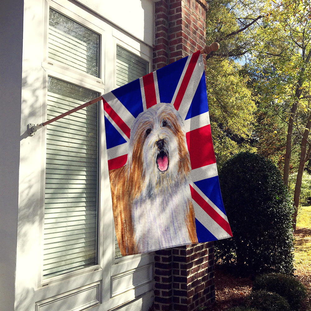 Bearded Collie with English Union Jack British Flag Flag Canvas House Size LH9482CHF  the-store.com.