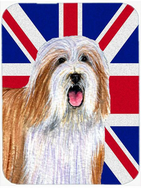 Bearded Collie with English Union Jack British Flag Glass Cutting Board Large Size LH9482LCB by Caroline's Treasures