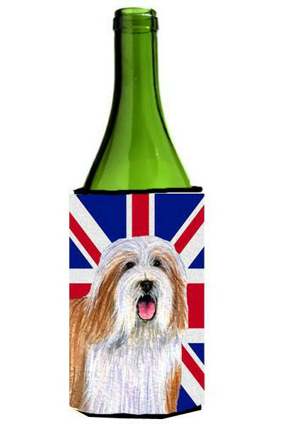 Bearded Collie with English Union Jack British Flag Wine Bottle Beverage Insulator Hugger LH9482LITERK by Caroline&#39;s Treasures