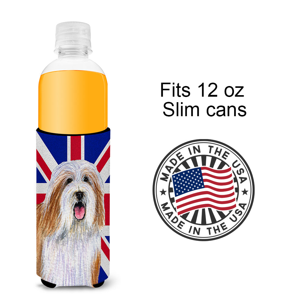 Bearded Collie with English Union Jack British Flag Ultra Beverage Insulators for slim cans LH9482MUK