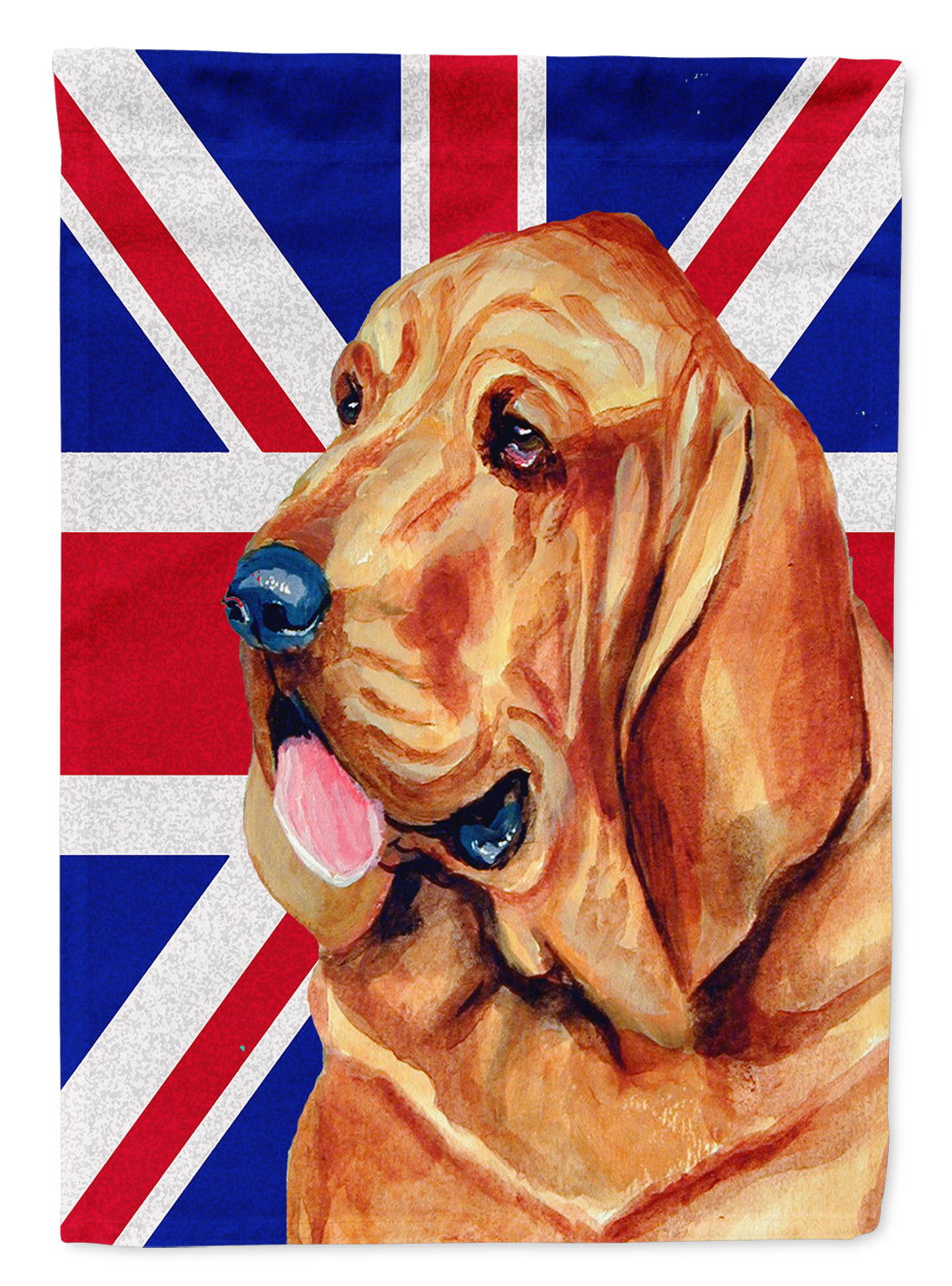 Bloodhound with English Union Jack British Flag Flag Canvas House Size LH9483CHF  the-store.com.