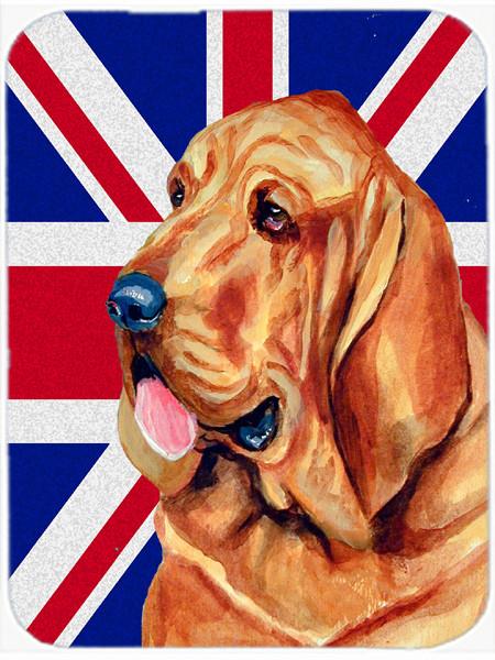 Bloodhound with English Union Jack British Flag Glass Cutting Board Large Size LH9483LCB by Caroline&#39;s Treasures