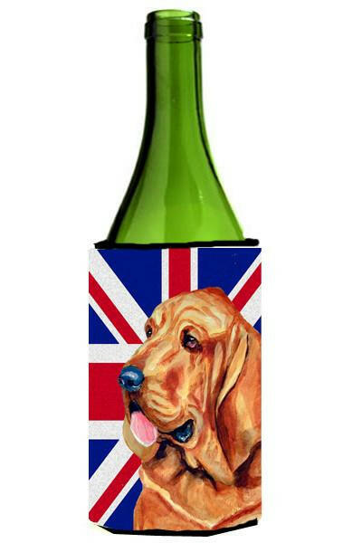 Bloodhound with English Union Jack British Flag Wine Bottle Beverage Insulator Hugger LH9483LITERK by Caroline&#39;s Treasures