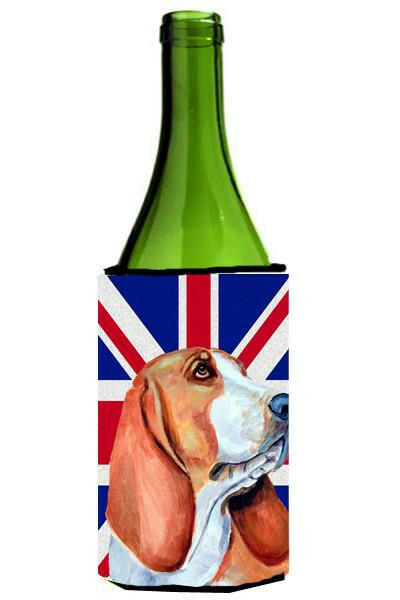 Basset Hound with English Union Jack British Flag Wine Bottle Beverage Insulator Hugger LH9484LITERK by Caroline&#39;s Treasures