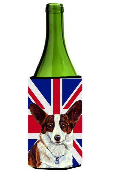 Corgi with English Union Jack British Flag Wine Bottle Beverage Insulator Hugger LH9485LITERK by Caroline&#39;s Treasures
