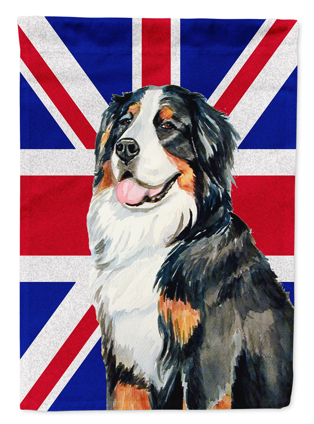 Bernese Mountain Dog with English Union Jack British Flag Flag Canvas House Size LH9486CHF  the-store.com.