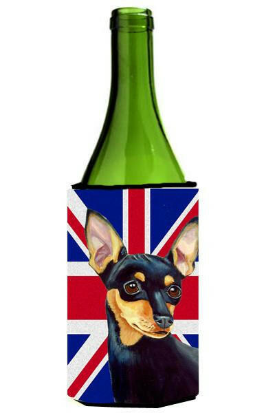 Min Pin with English Union Jack British Flag Wine Bottle Beverage Insulator Hugger LH9487LITERK by Caroline&#39;s Treasures