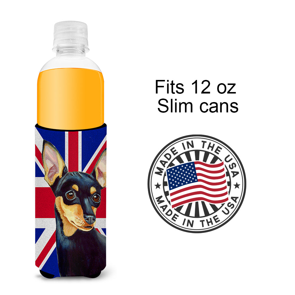 Min Pin with English Union Jack British Flag Ultra Beverage Insulators for slim cans LH9487MUK.