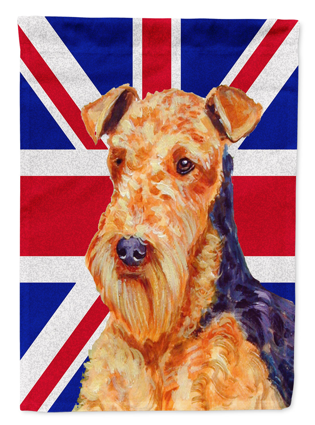 Airedale with English Union Jack British Flag Flag Canvas House Size LH9488CHF