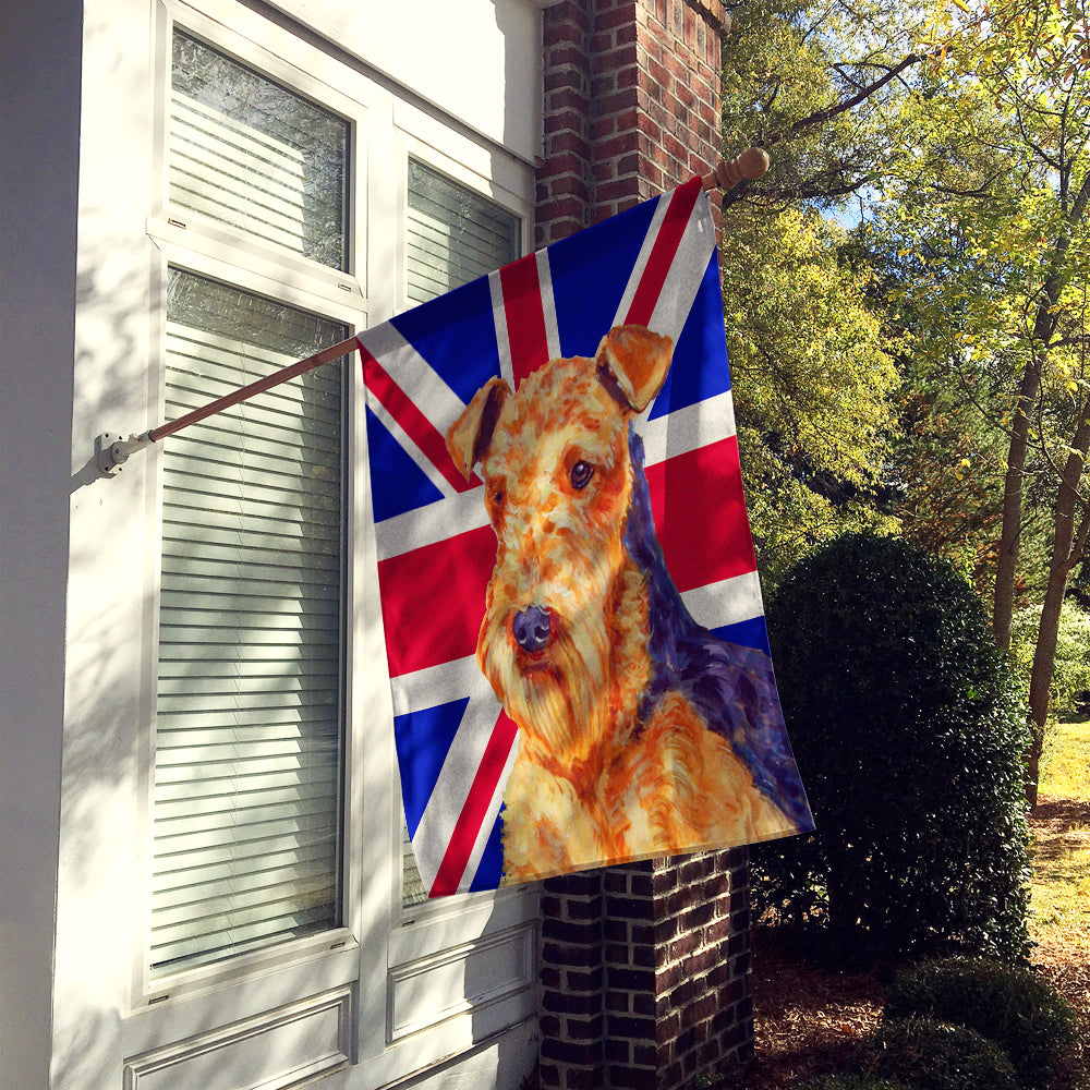 Airedale with English Union Jack British Flag Flag Canvas House Size LH9488CHF  the-store.com.