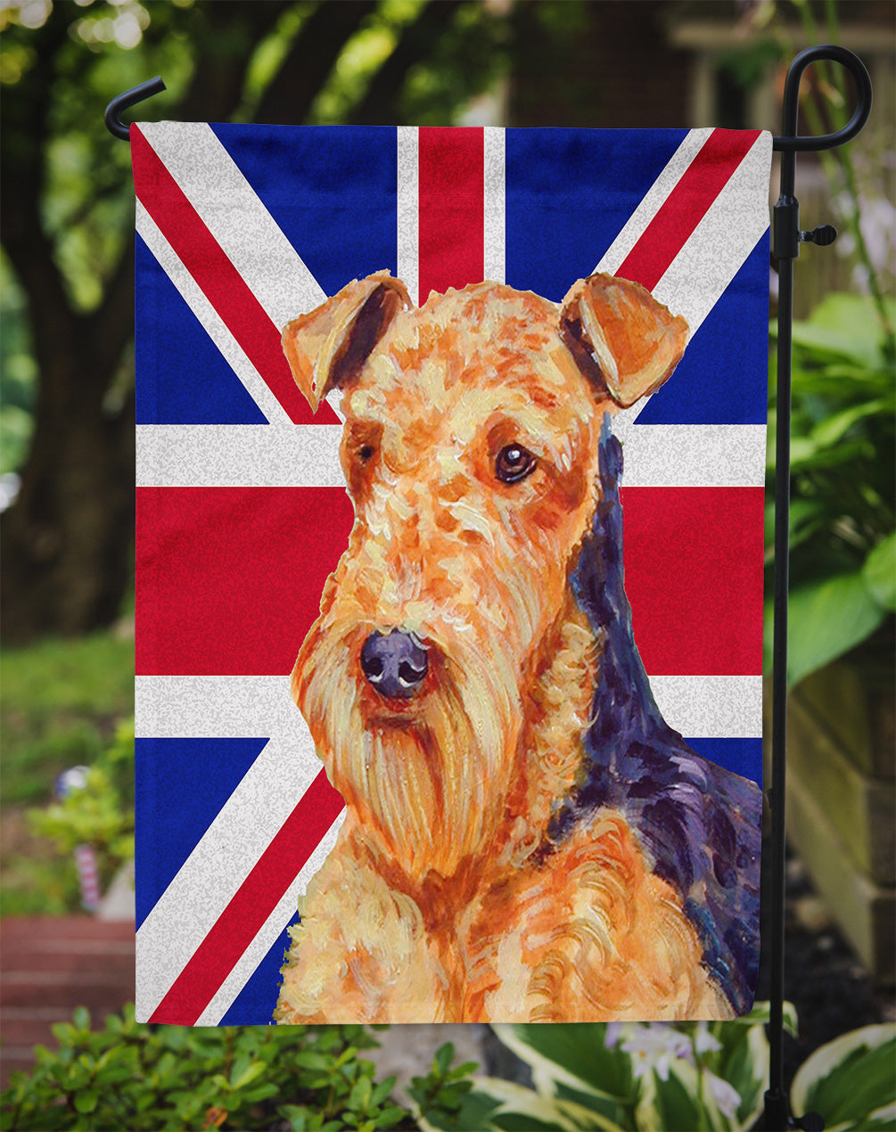 Airedale with English Union Jack British Flag Flag Garden Size LH9488GF