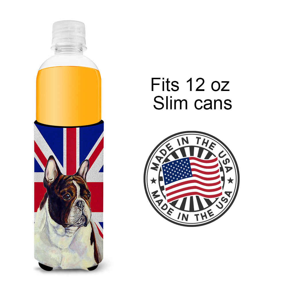 French Bulldog with English Union Jack British Flag Ultra Beverage Insulators for slim cans LH9489MUK