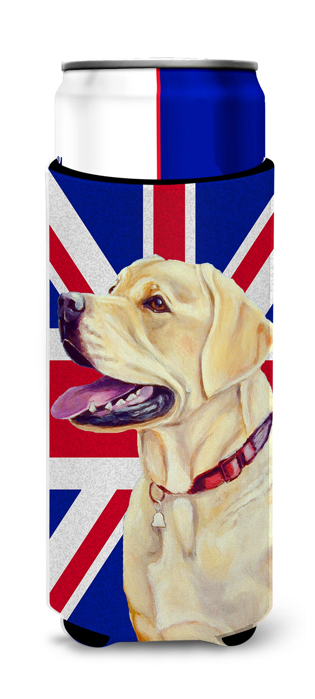 Labrador with English Union Jack British Flag Ultra Beverage Insulators for slim cans LH9490MUK.