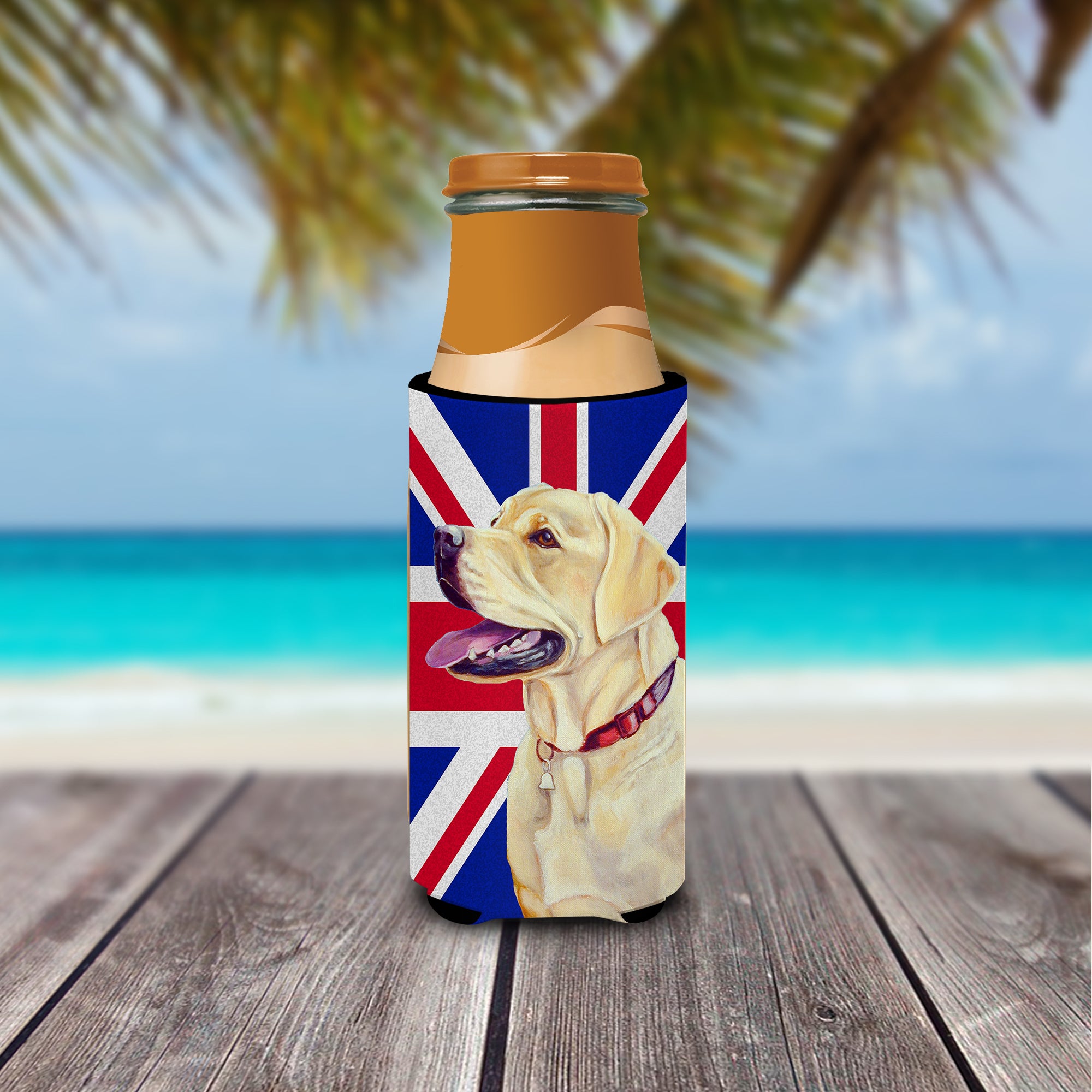 Labrador with English Union Jack British Flag Ultra Beverage Insulators for slim cans LH9490MUK