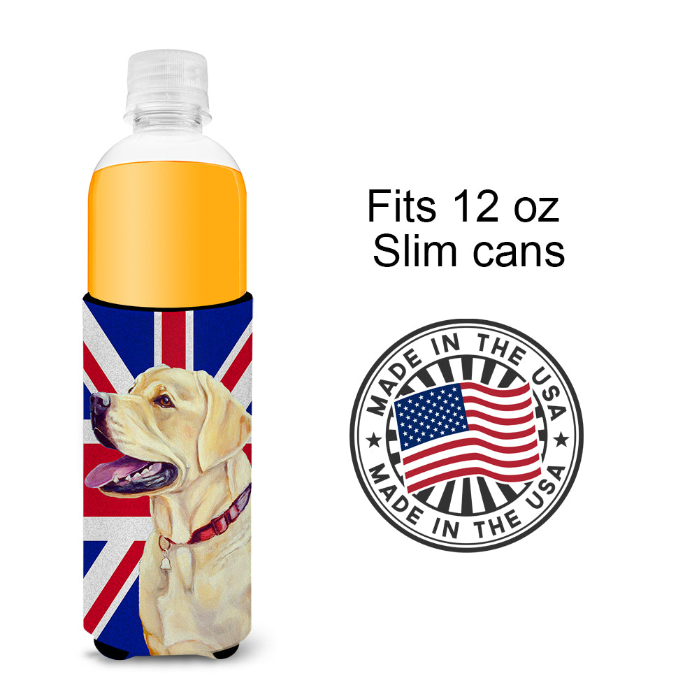 Labrador with English Union Jack British Flag Ultra Beverage Insulators for slim cans LH9490MUK.