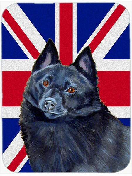 Schipperke with English Union Jack British Flag Glass Cutting Board Large Size LH9491LCB by Caroline&#39;s Treasures