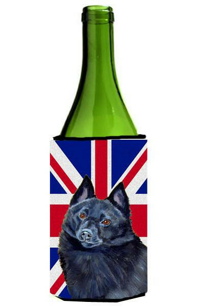 Schipperke with English Union Jack British Flag Wine Bottle Beverage Insulator Hugger LH9491LITERK by Caroline&#39;s Treasures