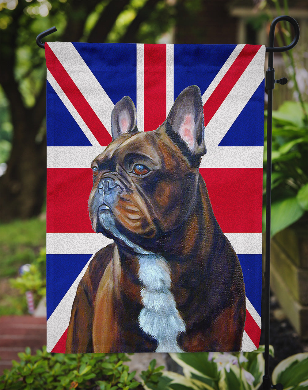 French Bulldog with English Union Jack British Flag Flag Garden Size