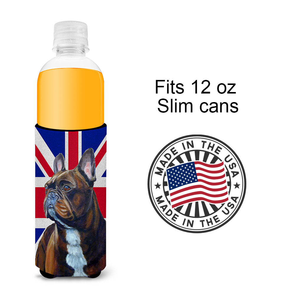 French Bulldog with English Union Jack British Flag Ultra Beverage Insulators for slim cans LH9492MUK.