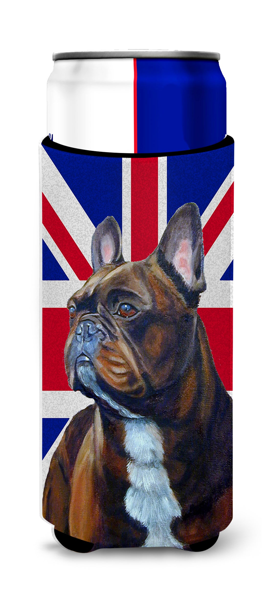 French Bulldog with English Union Jack British Flag Ultra Beverage Insulators for slim cans LH9492MUK.