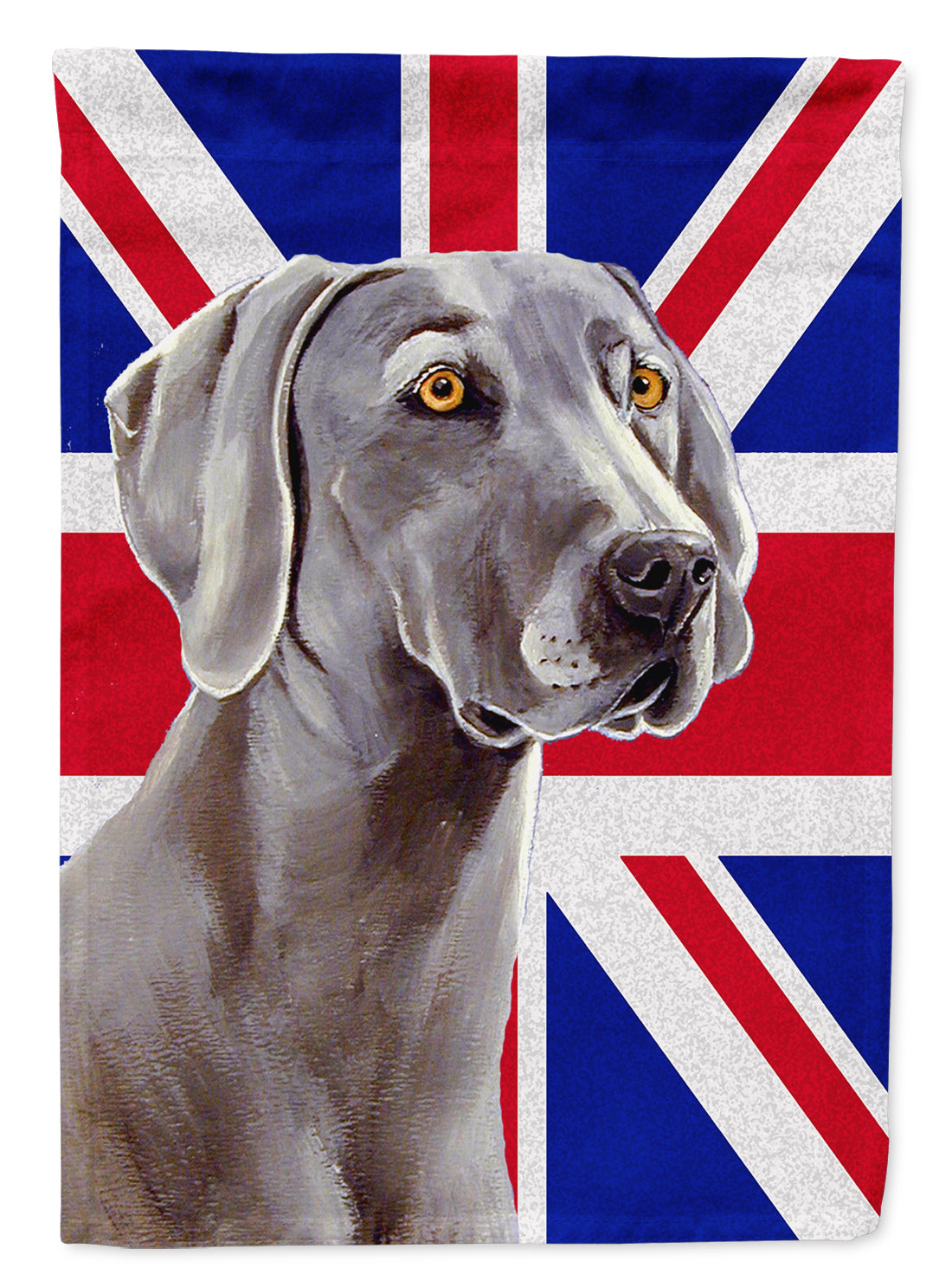 Weimaraner with English Union Jack British Flag Flag Canvas House Size LH9493CHF  the-store.com.