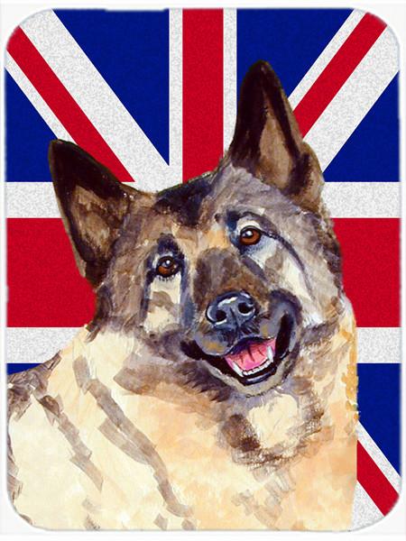 Norwegian Elkhound with English Union Jack British Flag Glass Cutting Board Large Size LH9495LCB by Caroline&#39;s Treasures