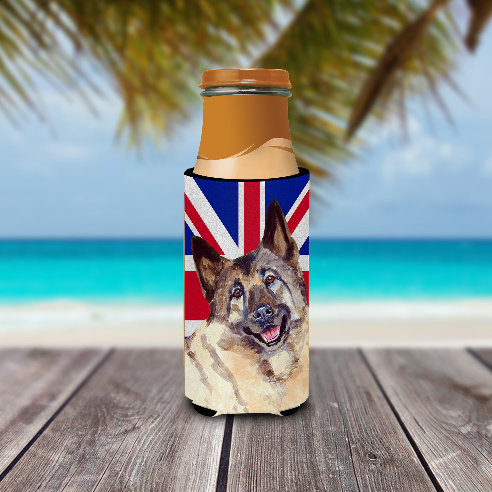 Norwegian Elkhound with English Union Jack British Flag Ultra Beverage Insulators for slim cans LH9495MUK
