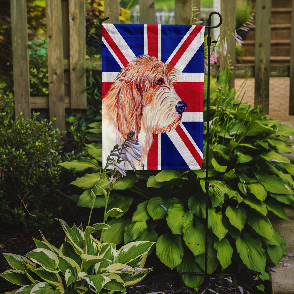 Petit Basset Griffon Vendeen PBGV with English Union Jack British Flag Flag Garden Size  the-store.com.