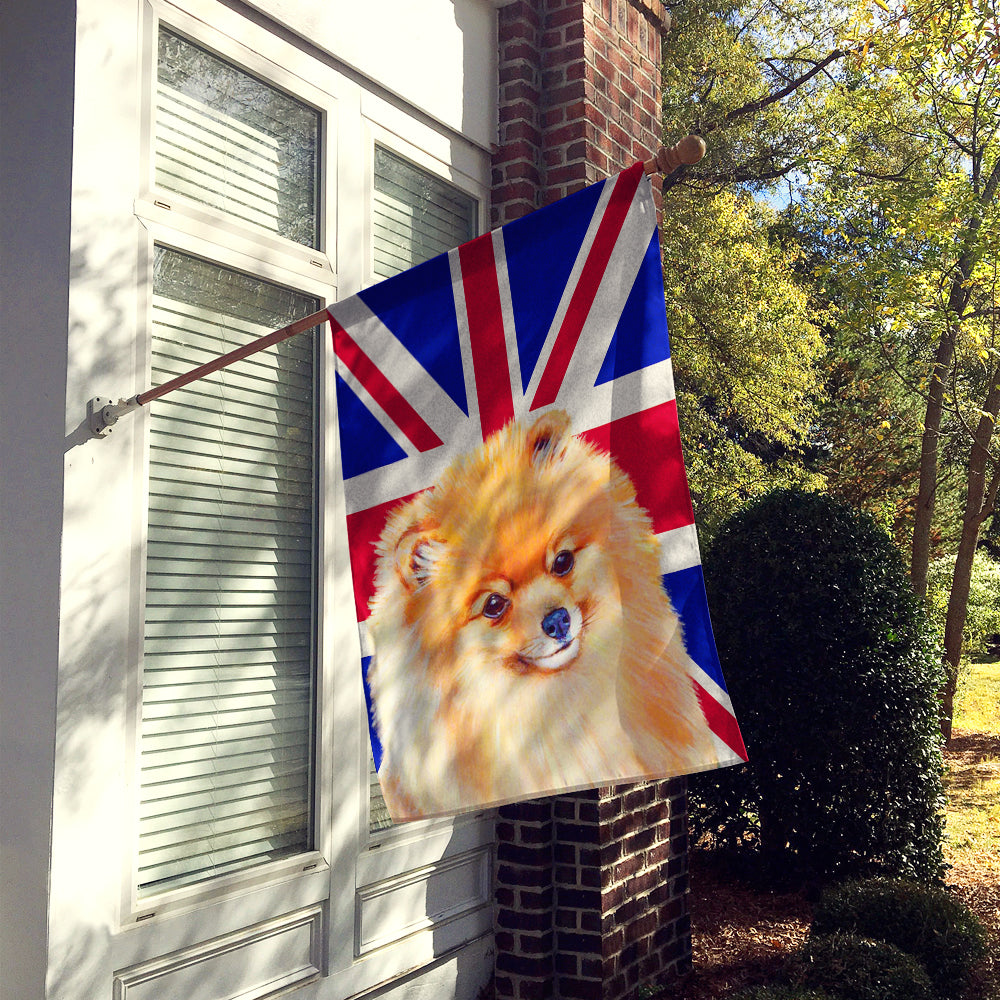 Pomeranian with English Union Jack British Flag Flag Canvas House Size LH9498CHF