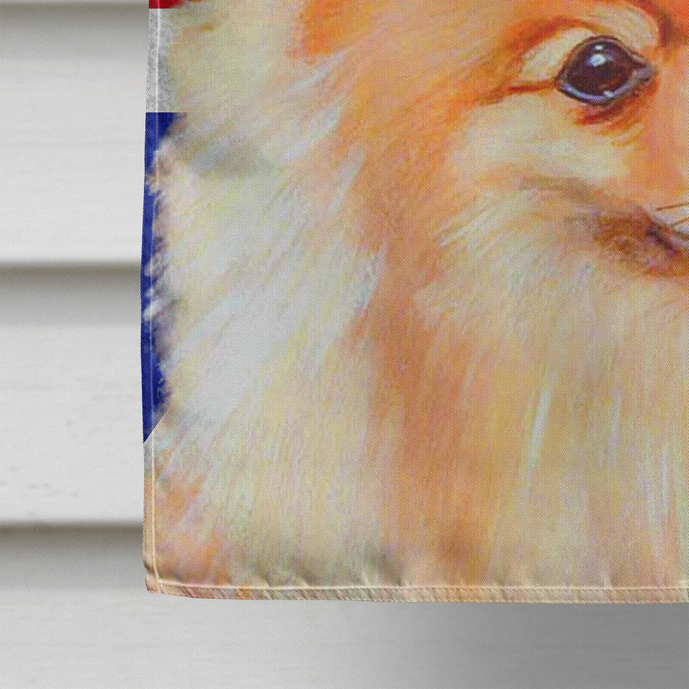 Pomeranian with English Union Jack British Flag Flag Canvas House Size LH9498CHF  the-store.com.