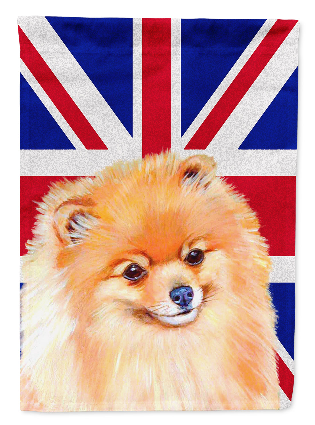 Pomeranian with English Union Jack British Flag Flag Canvas House Size LH9498CHF