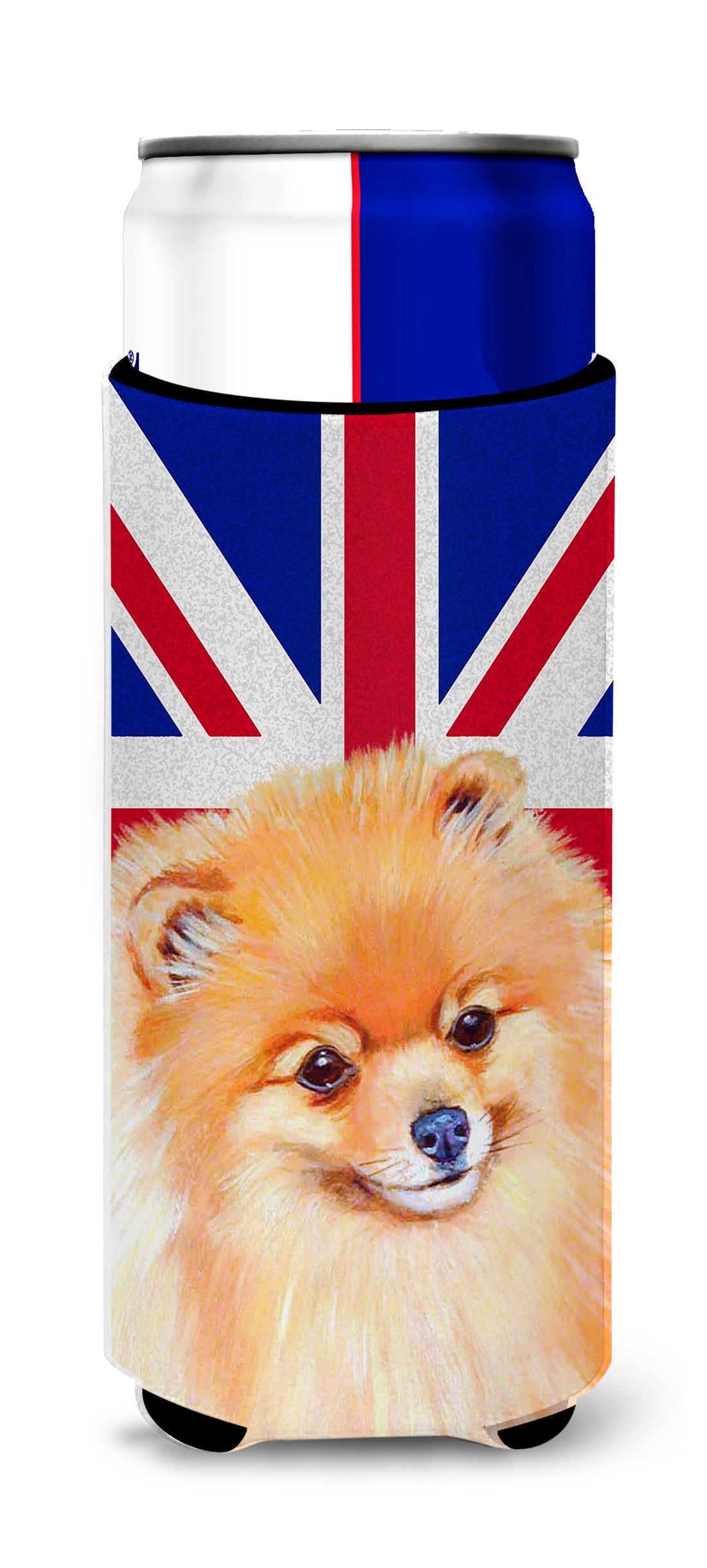 Pomeranian with English Union Jack British Flag Ultra Beverage Insulators for slim cans LH9498MUK