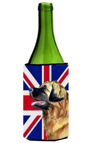 Leonberger with English Union Jack British Flag Wine Bottle Beverage Insulator Hugger LH9500LITERK by Caroline&#39;s Treasures