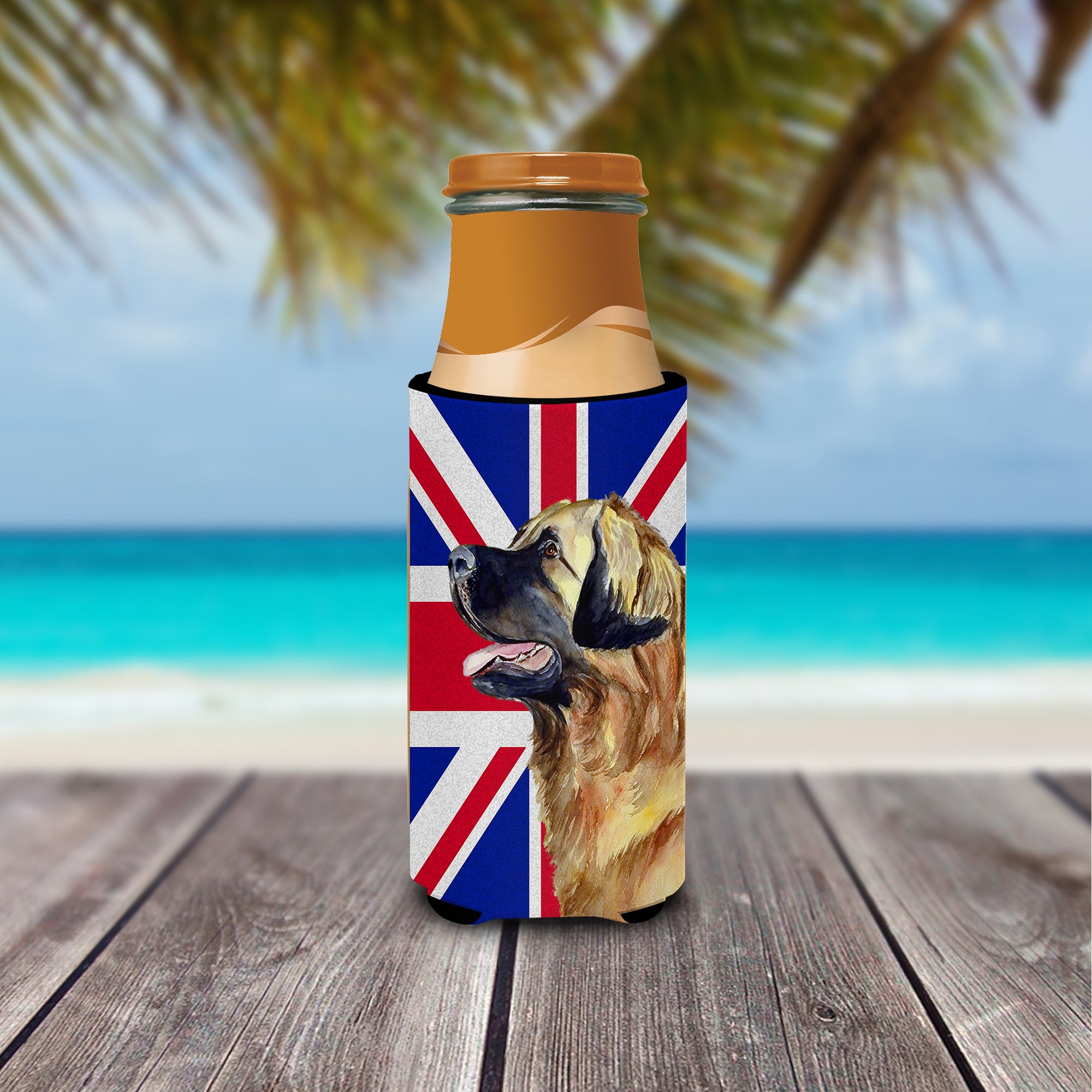 Leonberger with English Union Jack British Flag Ultra Beverage Insulators for slim cans LH9500MUK.