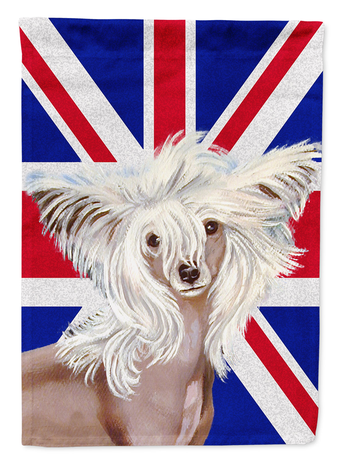 Chinese Crested with English Union Jack British Flag Flag Canvas House Size LH9501CHF  the-store.com.