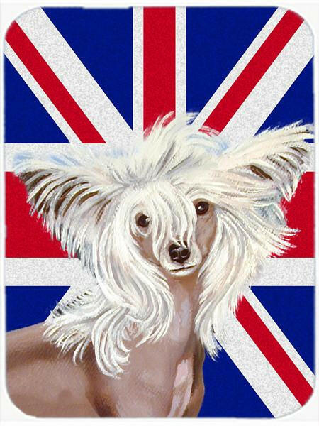Chinese Crested with English Union Jack British Flag Glass Cutting Board Large Size LH9501LCB by Caroline&#39;s Treasures