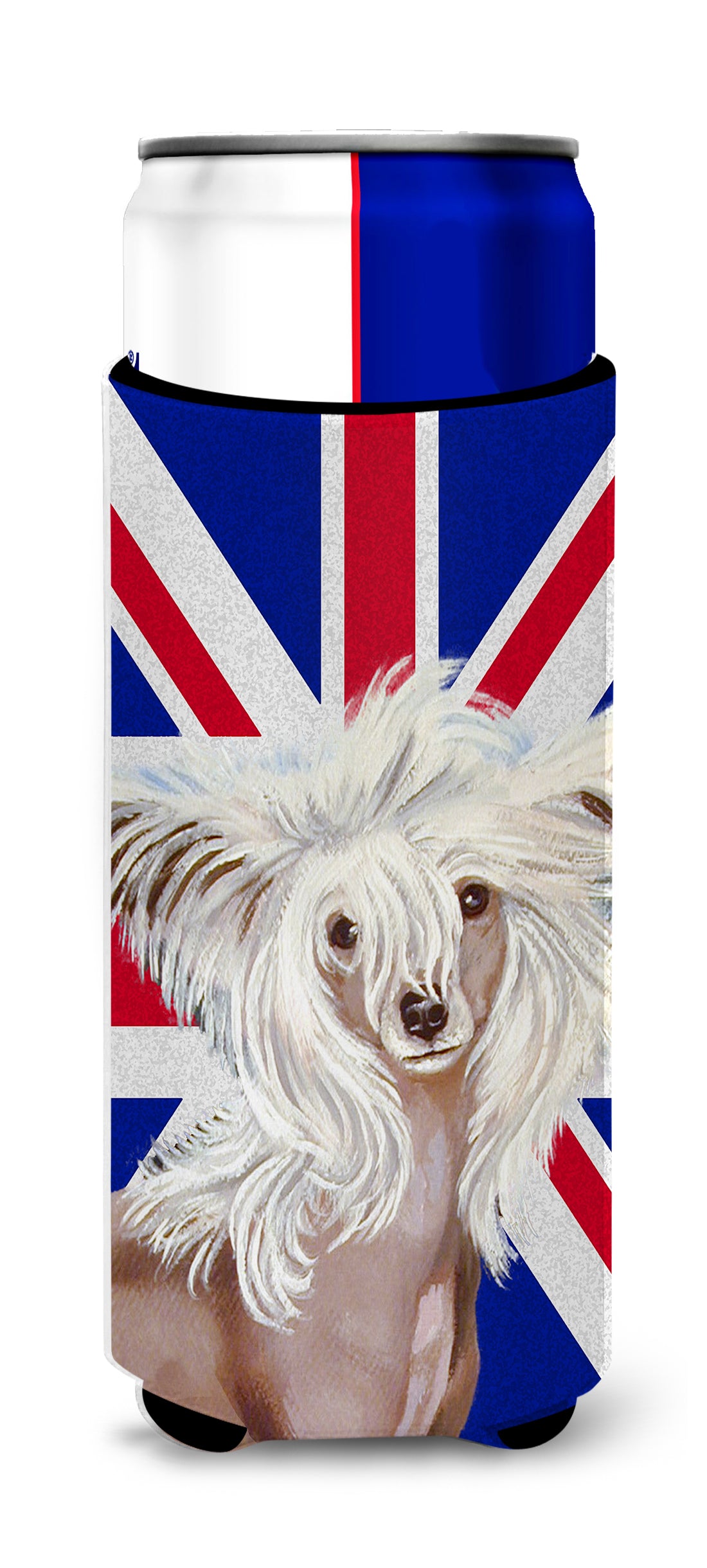 Chinese Crested with English Union Jack British Flag Ultra Beverage Insulators for slim cans LH9501MUK.