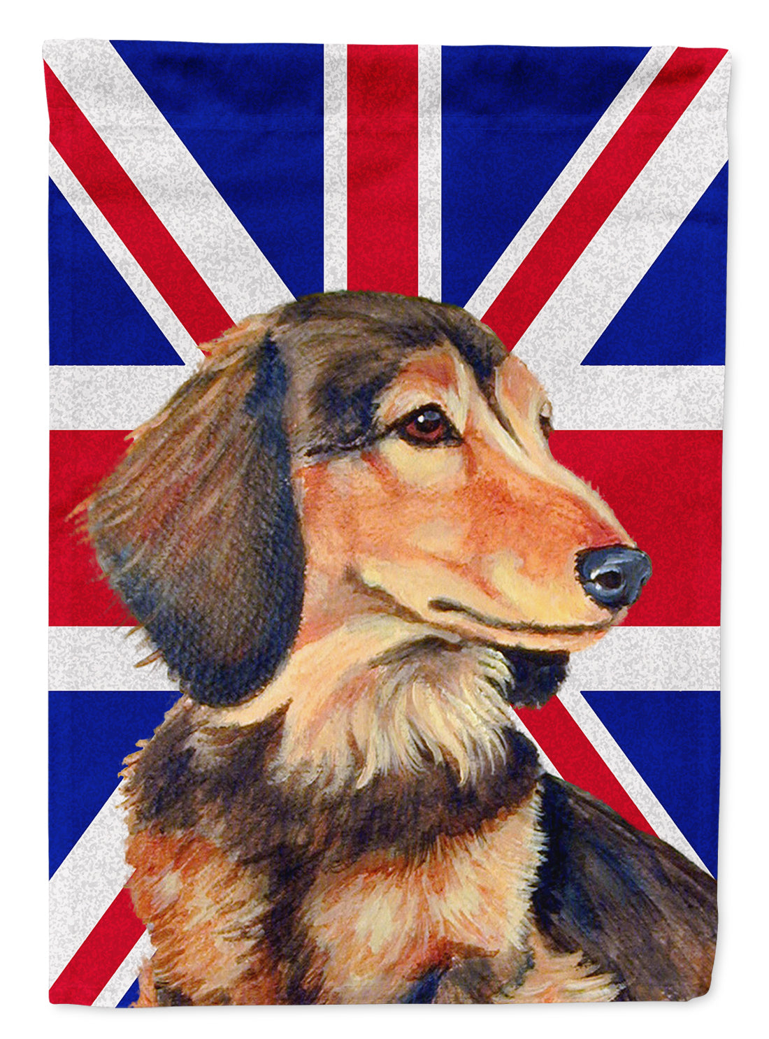 Dachshund with English Union Jack British Flag Flag Canvas House Size LH9502CHF  the-store.com.