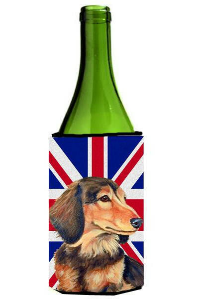 Dachshund with English Union Jack British Flag Wine Bottle Beverage Insulator Hugger LH9502LITERK by Caroline&#39;s Treasures