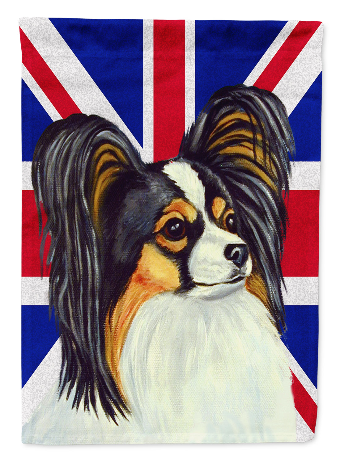 Papillon with English Union Jack British Flag Flag Canvas House Size LH9503CHF  the-store.com.