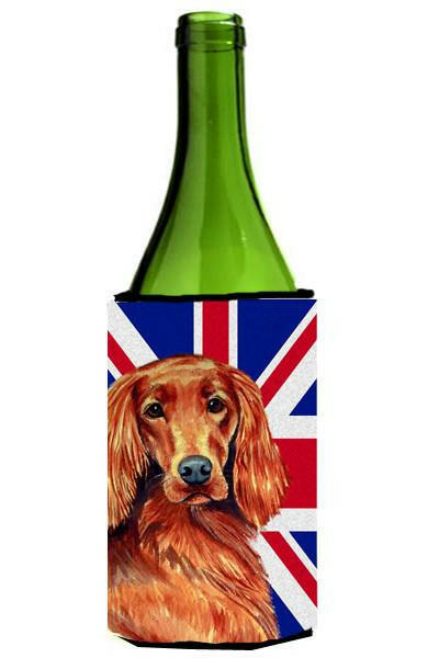 Irish Setter with English Union Jack British Flag Wine Bottle Beverage Insulator Hugger LH9504LITERK by Caroline&#39;s Treasures