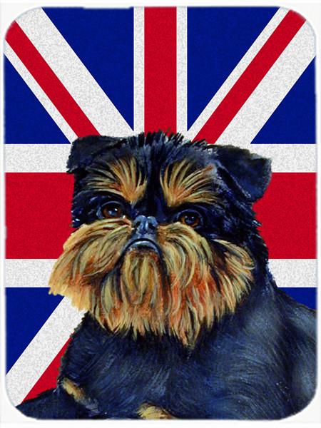 Brussels Griffon with English Union Jack British Flag Glass Cutting Board Large Size LH9505LCB by Caroline's Treasures