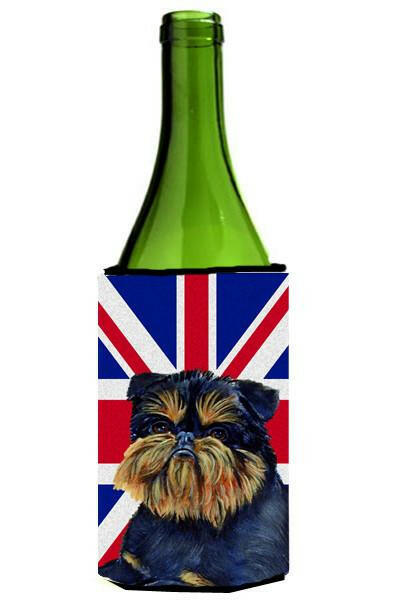 Brussels Griffon with English Union Jack British Flag Wine Bottle Beverage Insulator Hugger LH9505LITERK by Caroline&#39;s Treasures