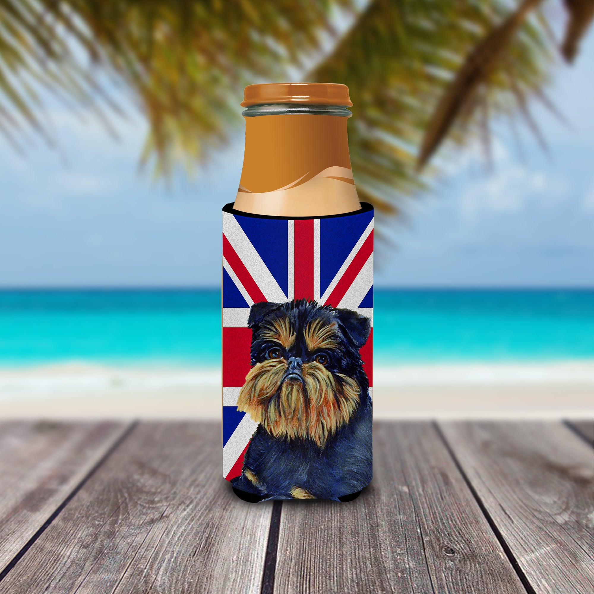Brussels Griffon with English Union Jack British Flag Ultra Beverage Insulators for slim cans LH9505MUK.