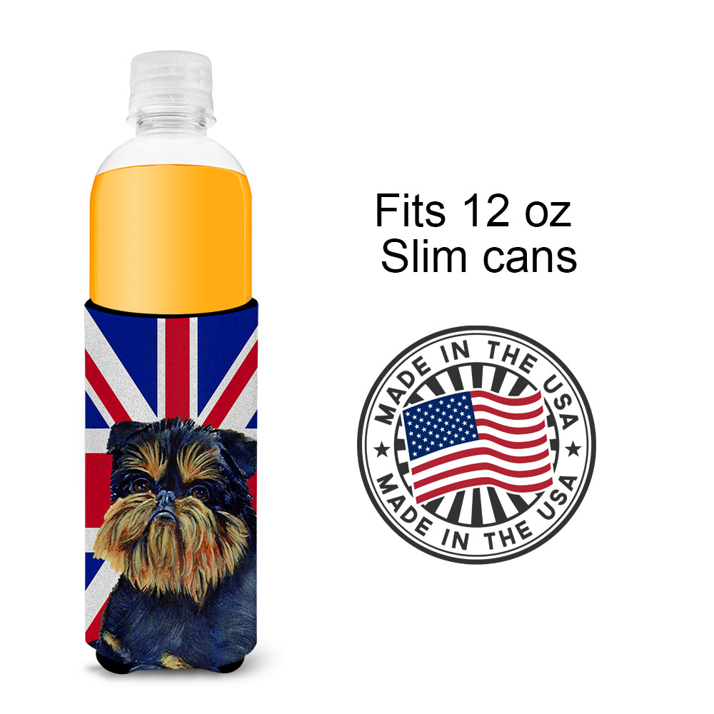 Brussels Griffon with English Union Jack British Flag Ultra Beverage Insulators for slim cans LH9505MUK.