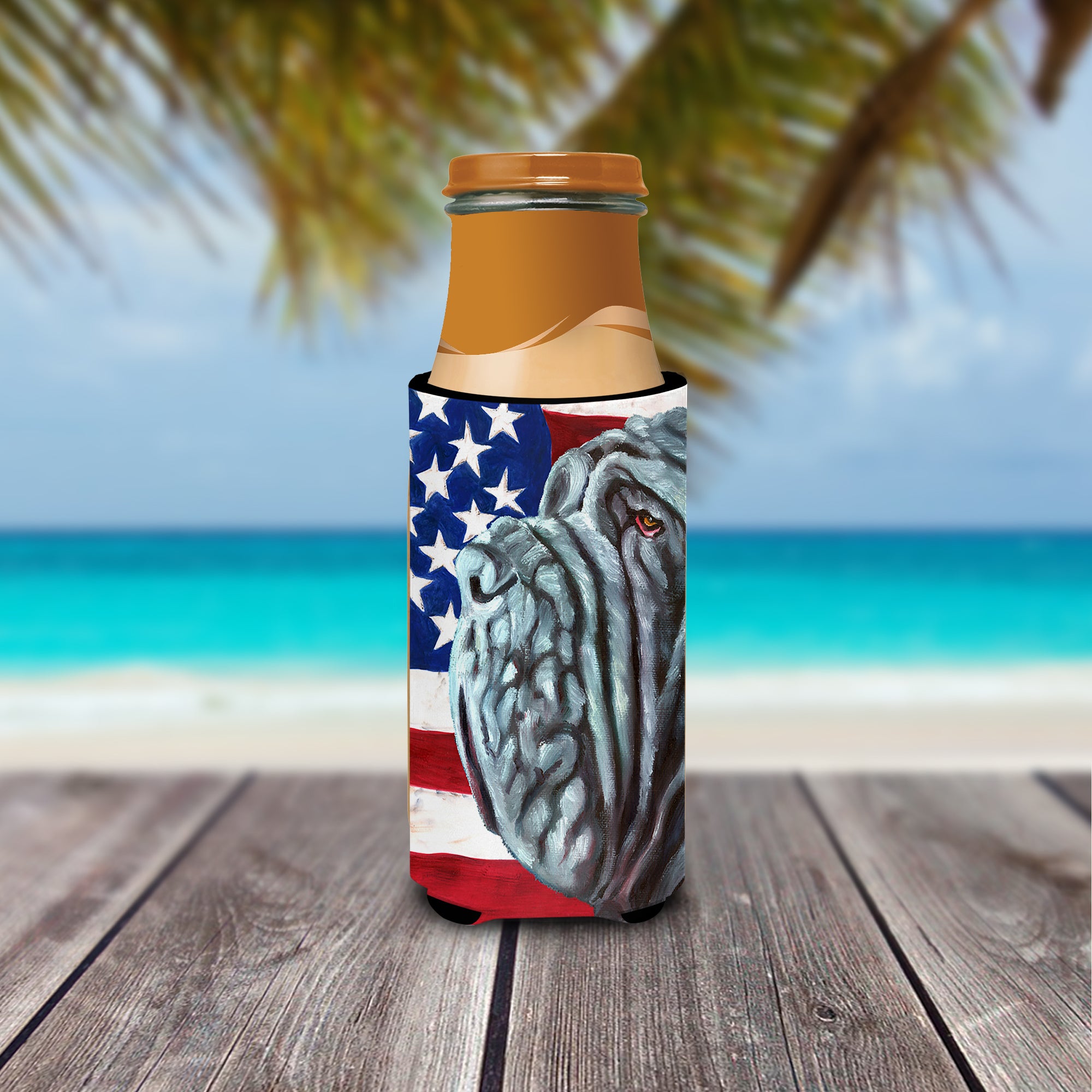 Neapolitan Mastiff USA Patriotic American Flag Ultra Beverage Insulators for slim cans LH9540MUK